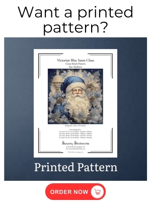 Victorian Blue Santa Claus Cross Stitch Pattern - Printed Pattern
