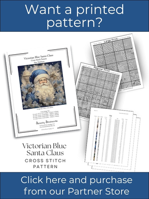 Victorian Blue Santa Claus Cross Stitch Pattern