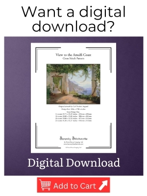 View to the Amalfi Coast Cross Stitch Pattern – Carl Frederik Aagaard