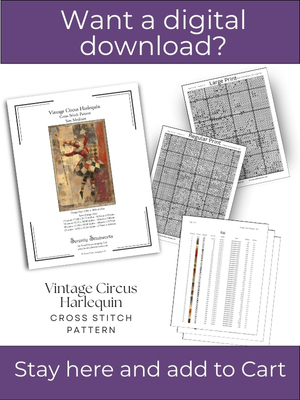 Vintage Circus Harlequin Cross Stitch Pattern