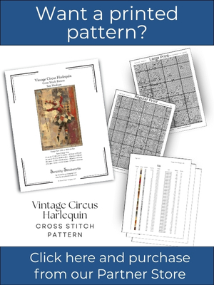 Vintage Circus Harlequin Cross Stitch Pattern