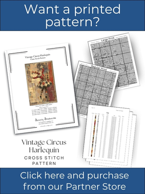 Vintage Circus Harlequin Cross Stitch Pattern