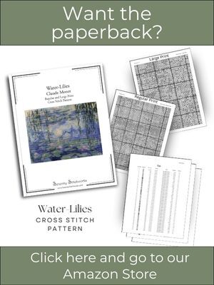Water-Lilies Cross Stitch Pattern, Cluade Monet
