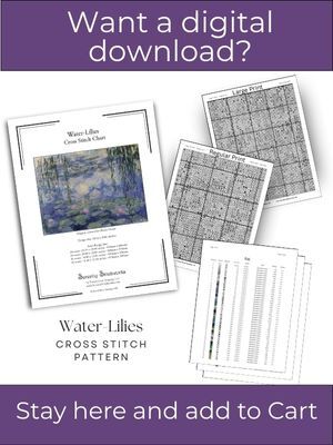 Water-Lilies Cross Stitch Pattern, Cluade Monet