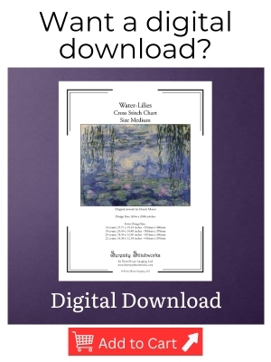 Water-Lilies Cross Stitch Pattern, Claude Monet - Digital Download