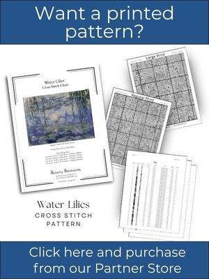 Water-Lilies Cross Stitch Pattern, Cluade Monet