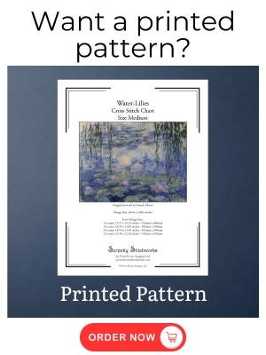 Water-Lilies Cross Stitch Pattern, Claude Monet - Printed Pattern