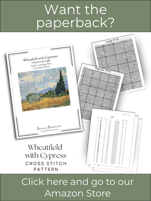 Wheatfield with Cypress Cross Stitch Pattern, Vincent van Gogh