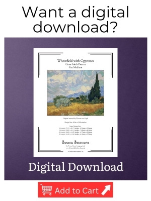 Wheatfield with Cypress Cross Stitch Pattern, Vincent van Gogh - Digital Download