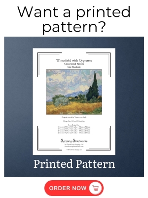 Wheatfield with Cypress Cross Stitch Pattern, Vincent van Gogh - Printed Pattern