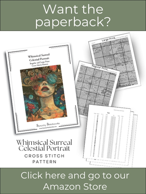 Whimsical Surreal Celestial Portrait Cross Stitch Pattern