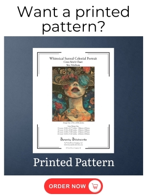 Whimsical Surreal Celestial Portrait Cross Stitch Pattern - Printed Pattern