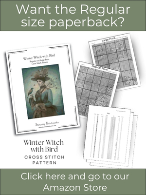 Winter Witch with Bird Cross Stitch Pattern