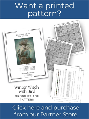 Winter Witch with Bird Cross Stitch Pattern