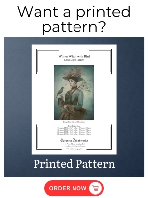 Winter Witch with Bird Cross Stitch Pattern