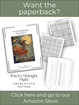 Witch's Midnight Flight Cross Stitch Pattern