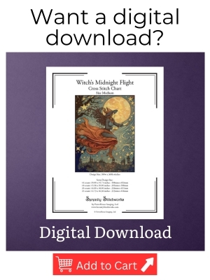 Witch's Midnight Flight Cross Stitch Pattern - Digital Download