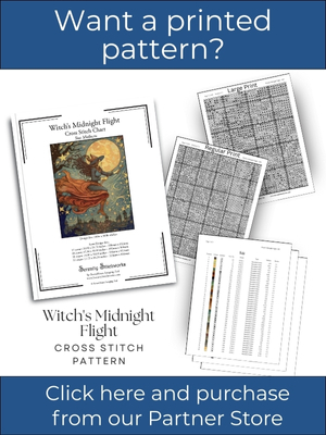 Witch's Midnight Flight Cross Stitch Pattern
