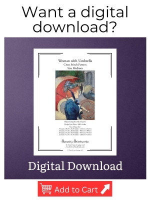 Woman with Umbrella Cross Stitch Pattern – Louis Anquetin