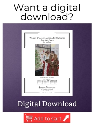 Women Window Shopping for Christmas Cross Stitch Pattern