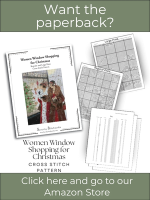 Women Window Shopping for Christmas Cross Stitch Pattern