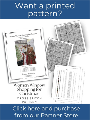 Women Window Shopping for Christmas Cross Stitch Pattern