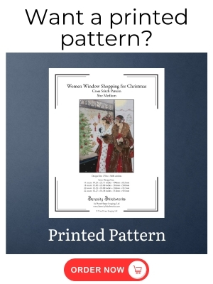 Women Window Shopping for Christmas Cross Stitch Pattern