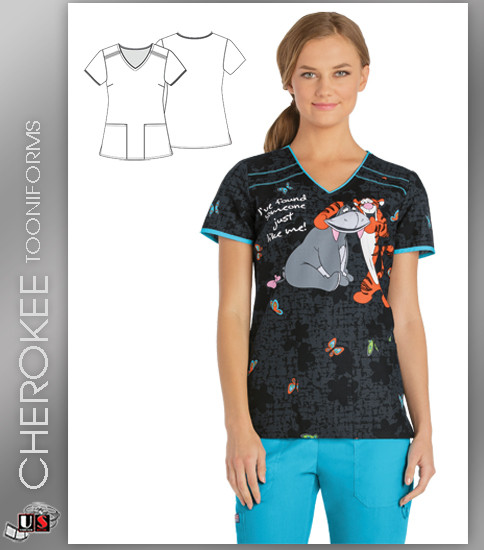 Cherokee Tooniforms Women's  V-Neck Top in Someone Like Me