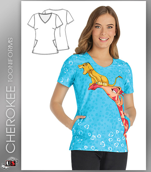 Cherokee Tooniforms Women's V-Neck Top in Future King
