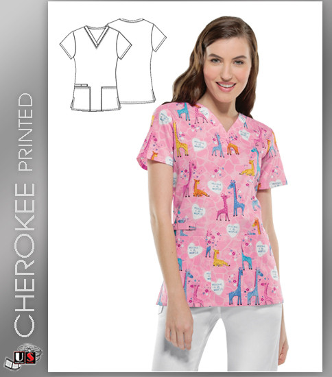 Cherokee Printed Welcome Little One V-Neck Top