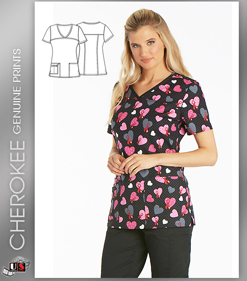 Cherokee Printed Women's V-Neck Top in Hope Is On The Way 
