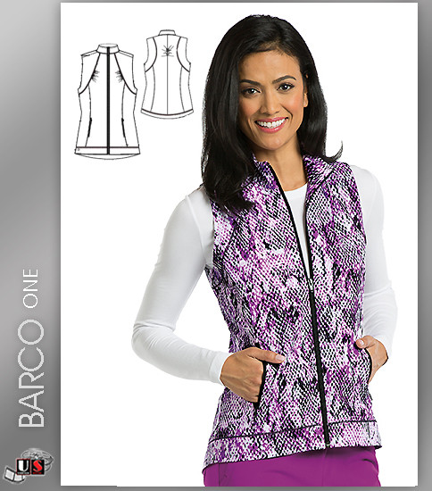 Barco One™ Women's Zip Front Cobra Print Scrub Vest