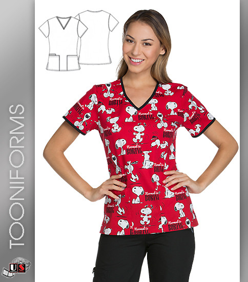 Cherokee Tooniforms Normal Is Boring Women's V-Neck Top