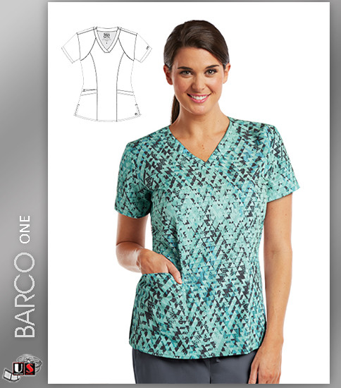 Barco One Trillion Print V-Neck Scrub Top