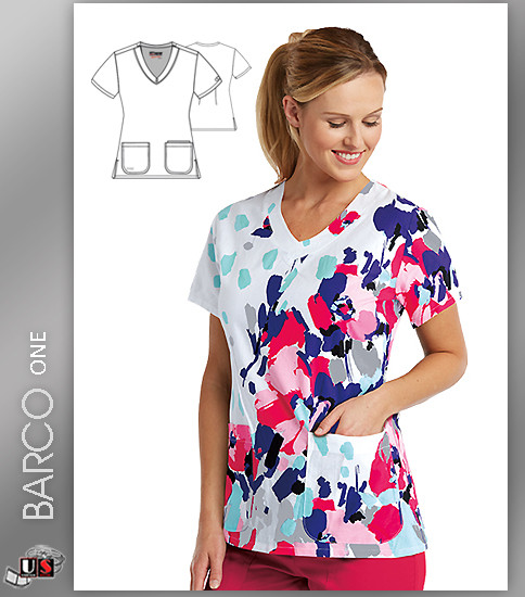 Grey's Anatomy™ Signature Women's V-Neck Dramatic Floral Print Scrub Top