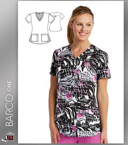Grey's Anatomy™ Women's V-Neck Print Scrub Top -  Brilliant Tiger