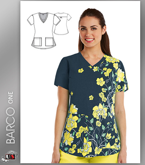 Grey's Anatomy™ Women's V-Neck Print Scrub Top -  Sunshine Nouveau
