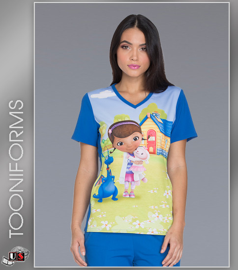 Cherokee Tooniforms McStuffins Sunshine Women's V-Neck Short Sleeve Top