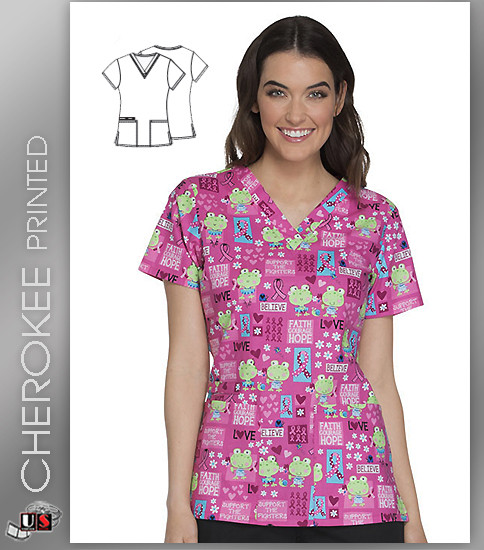 Cherokee Printed Toad-ally Courageous Women's V-Neck Top