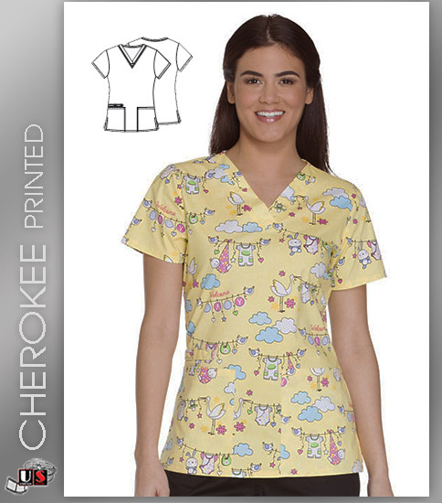 Cherokee Printed Bundle Of Love Women's V-Neck Top