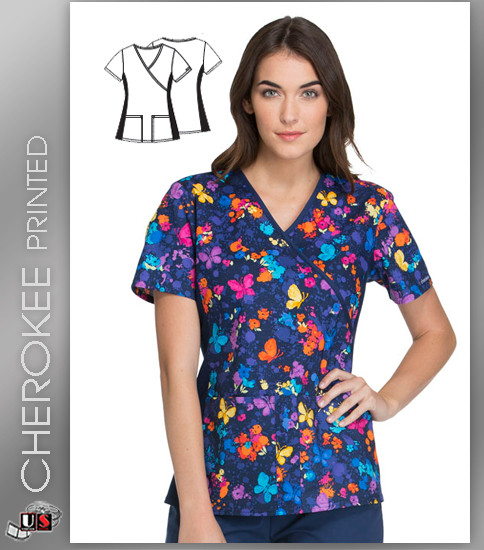 Cherokee Printed Flutterly Splat-tacular Women's Top