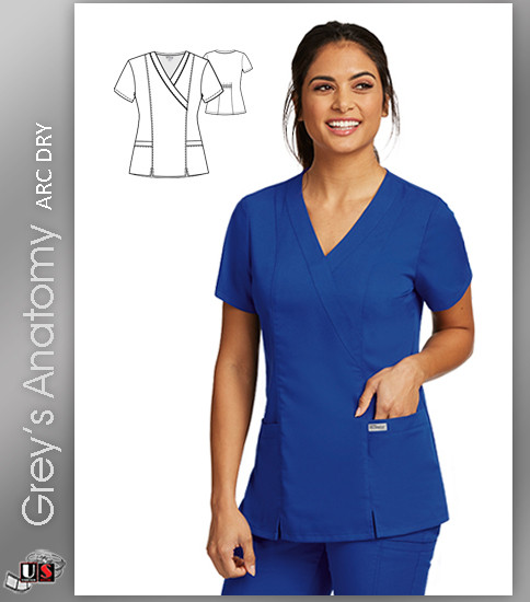 Grey’s Anatomy™ Arc Dry 2 Pocket Contemporary Fit Mock Wrap Top 