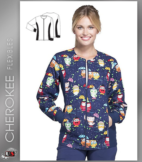 Cherokee Flexibles Guard My Heart Women's Round Long Sleeve Warm Up Jacket