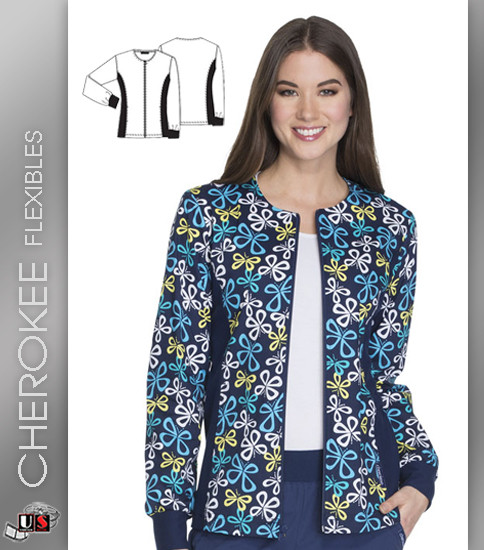 Cherokee Flexibles Put A Wing On It Women's Crew Long Sleeve Warm Up Jacket