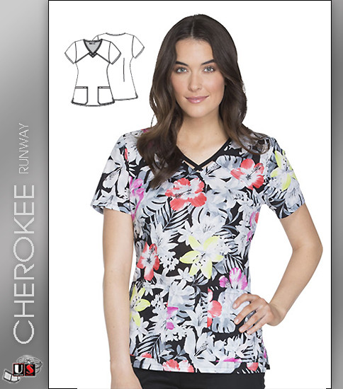 Cherokee Runway Spec-Tropical Women's V-Neck
