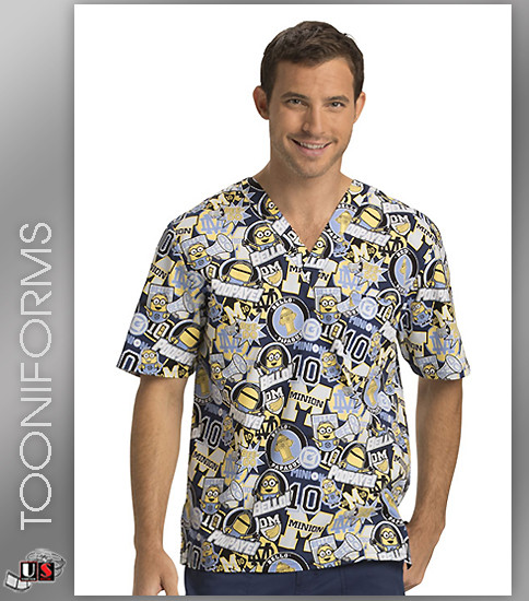 Cherokee Tooniforms Team Minions  Unisex V-Neck Short Sleeve Top