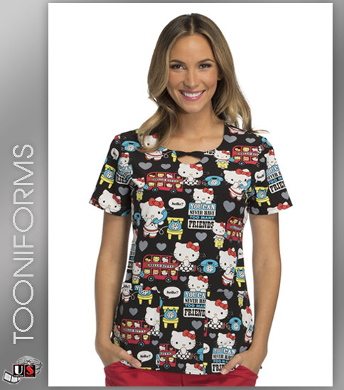 Cherokee Tooniforms Hello Friends Unisex Round Neck Short Sleeve Top