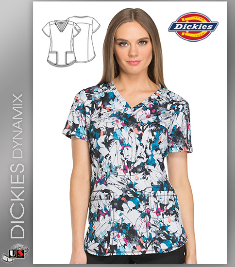 Dickies Dynamix Abstract Print Women's  V-Neck Top