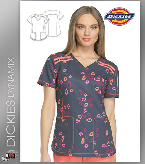 Dickies Dynamix Wild Run Print Womens V-Neck Top