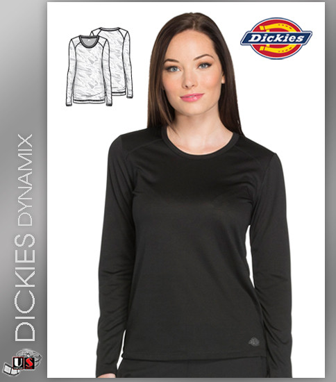 Dickies Dynamix Womens Long Sleeve Underscrub Knit Tee Black